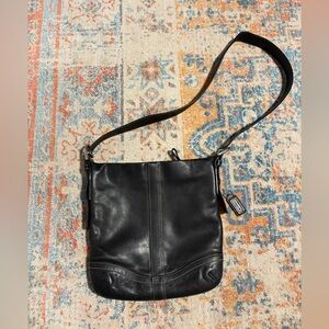 Coach soho slim black leather crossbody bag with contrast stitching